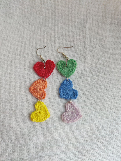 Rainbow, pride heart earrings