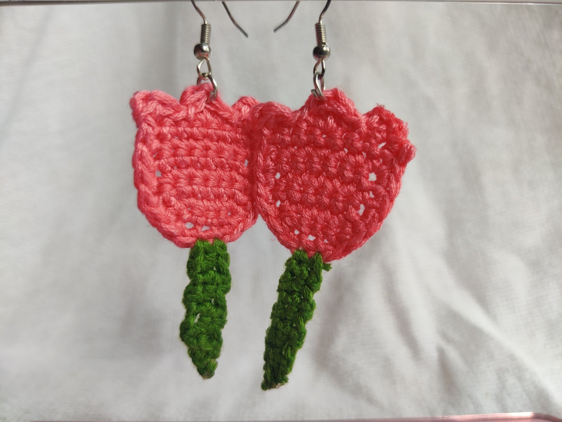 Crochet tulip earrings, flower 