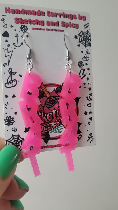 BRAT Bright Pink Earrings – Semi-Translucent – Stainless Steel Hooks