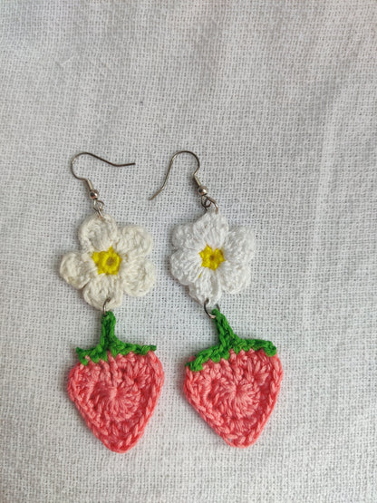 Strawberry and flower earrings 
