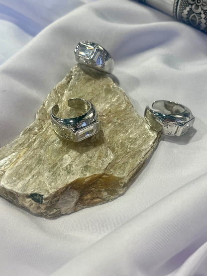 Celestial Rectangle CZ Ring – Silver 