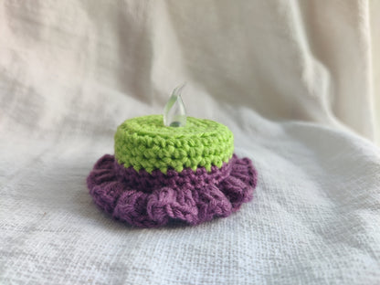 Crochet tealight cake, decorative faux cake