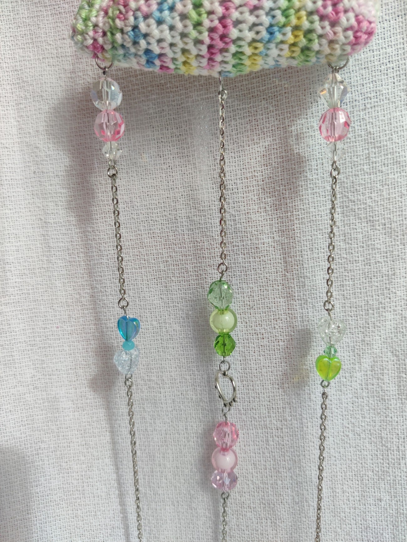 Crochet pastel rainbow cloud suncatcher