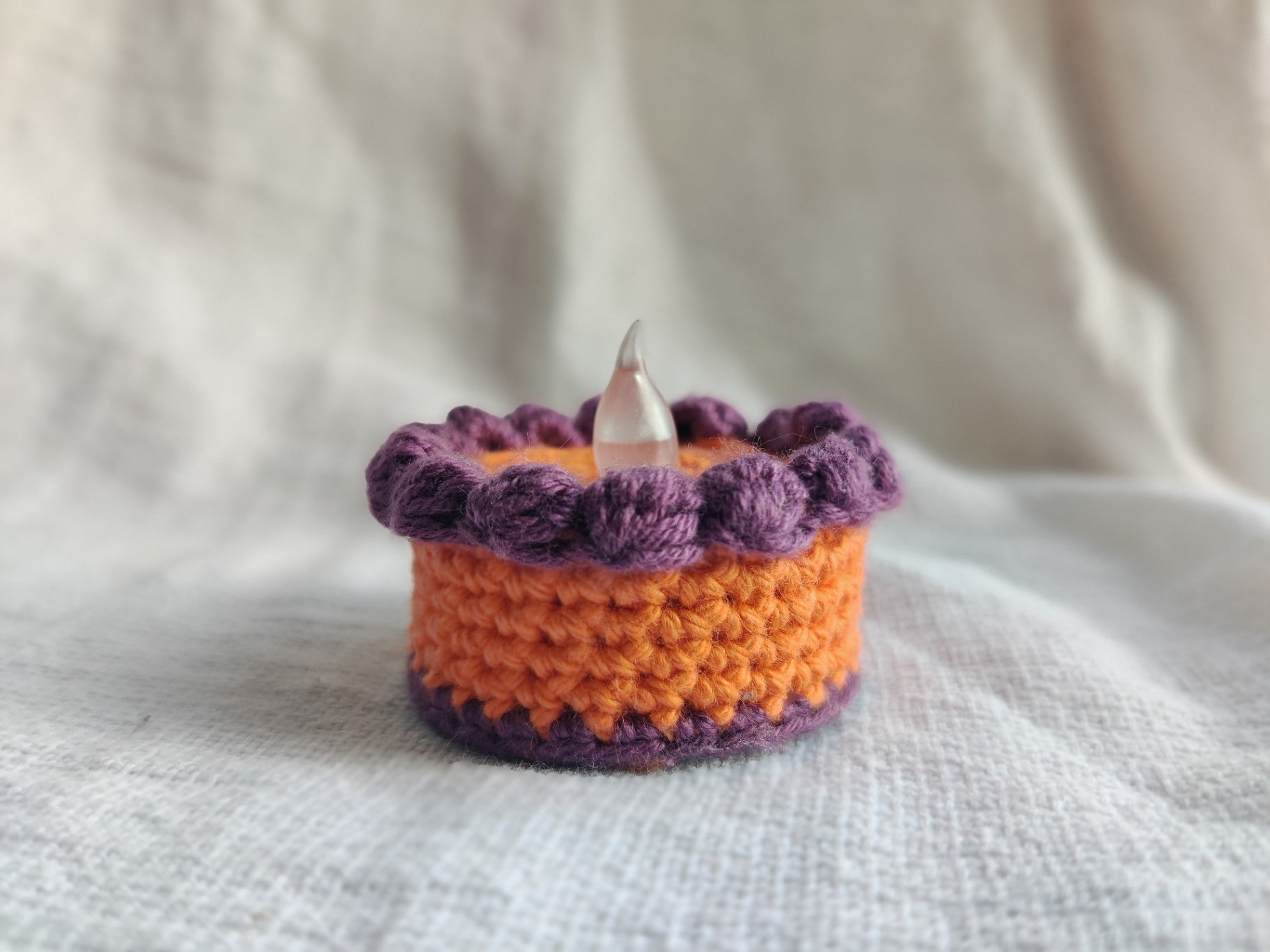 Crochet tealight cake, cute decorative miniature