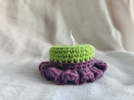 Crochet tealight cake, decorative faux cake