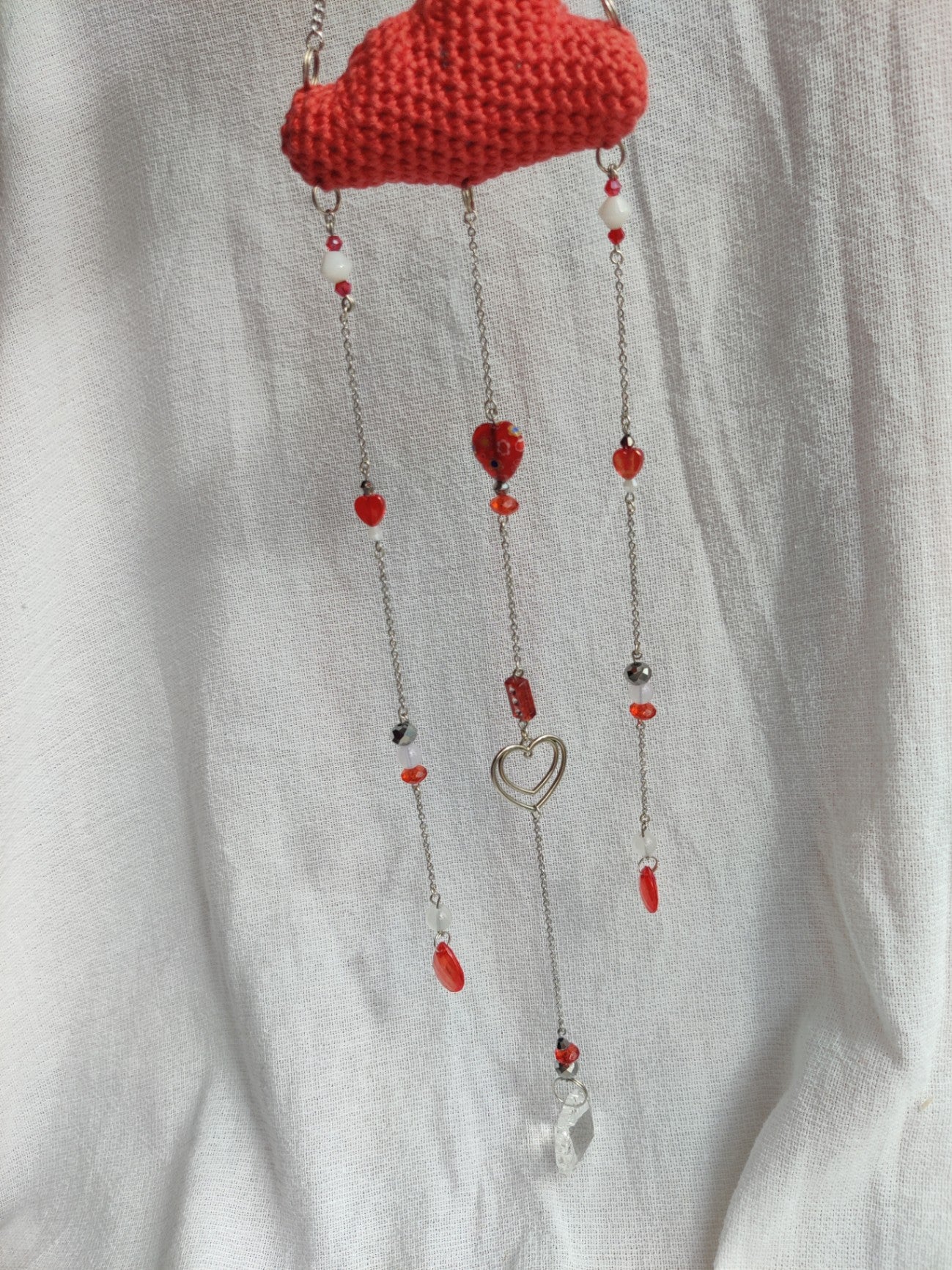 Crochet cloud suncatcher