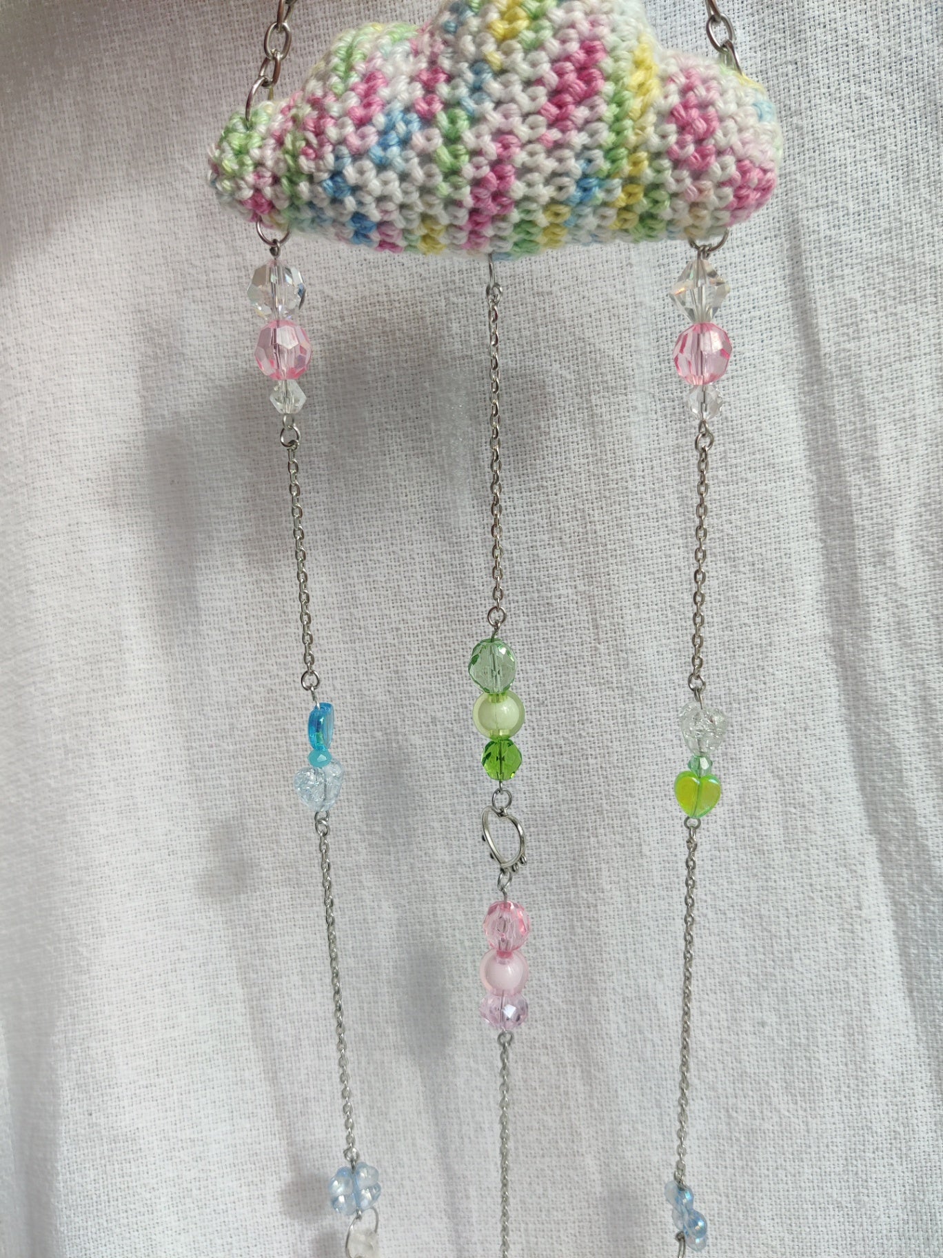 Crochet pastel rainbow cloud suncatcher