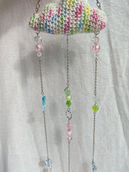 Crochet pastel rainbow cloud suncatcher
