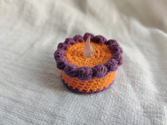 Crochet tealight cake, cute decorative miniature
