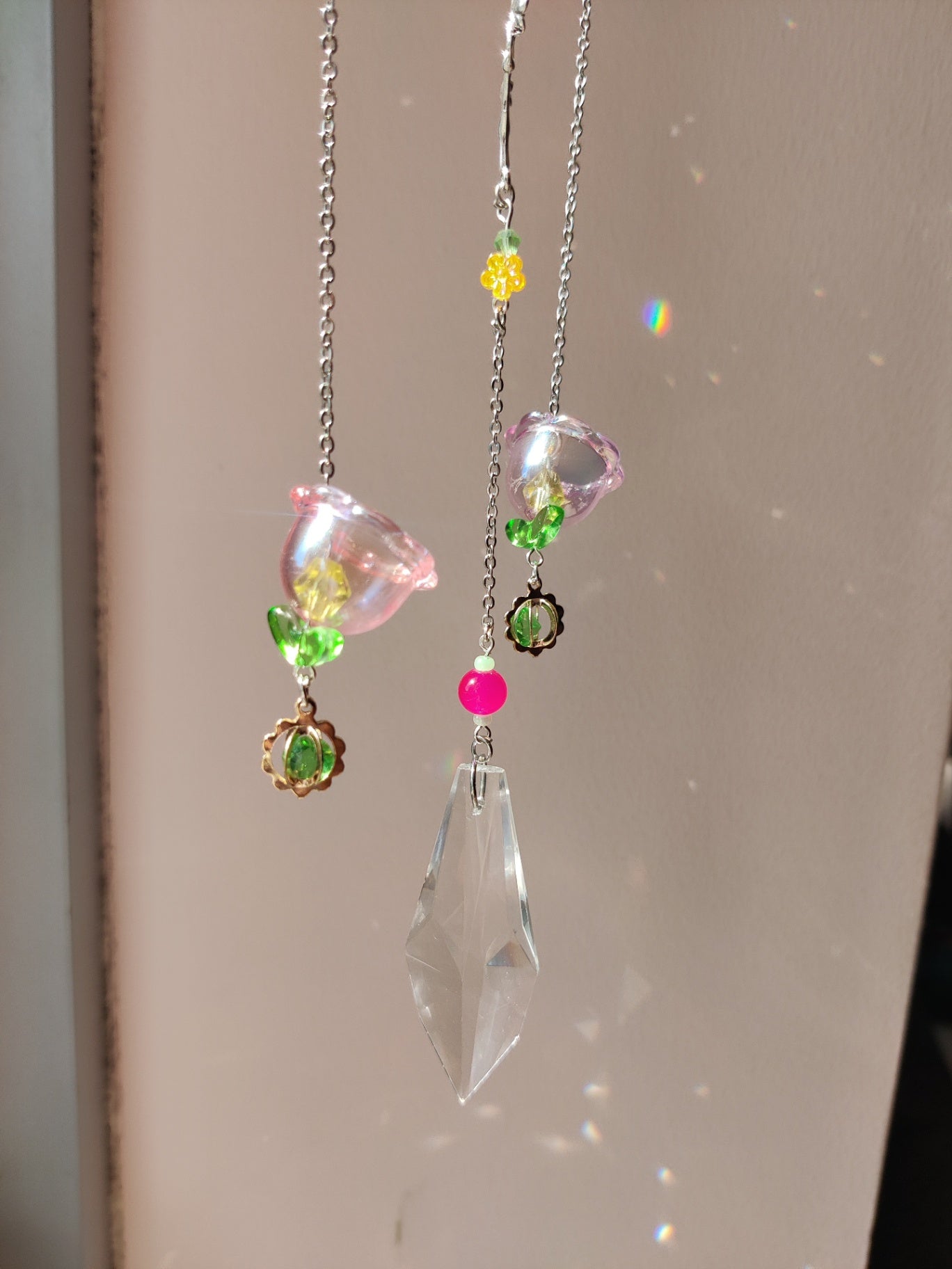 Green crochet cloud suncatcher and 