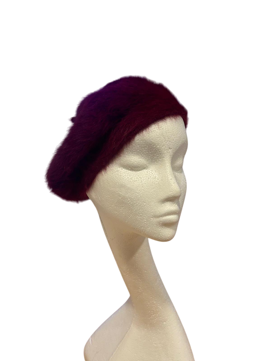 Burgundy Fluffy Beret