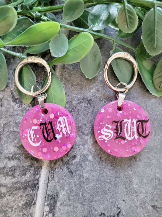 CUM SLUT Pink Glitter Boot Charms
