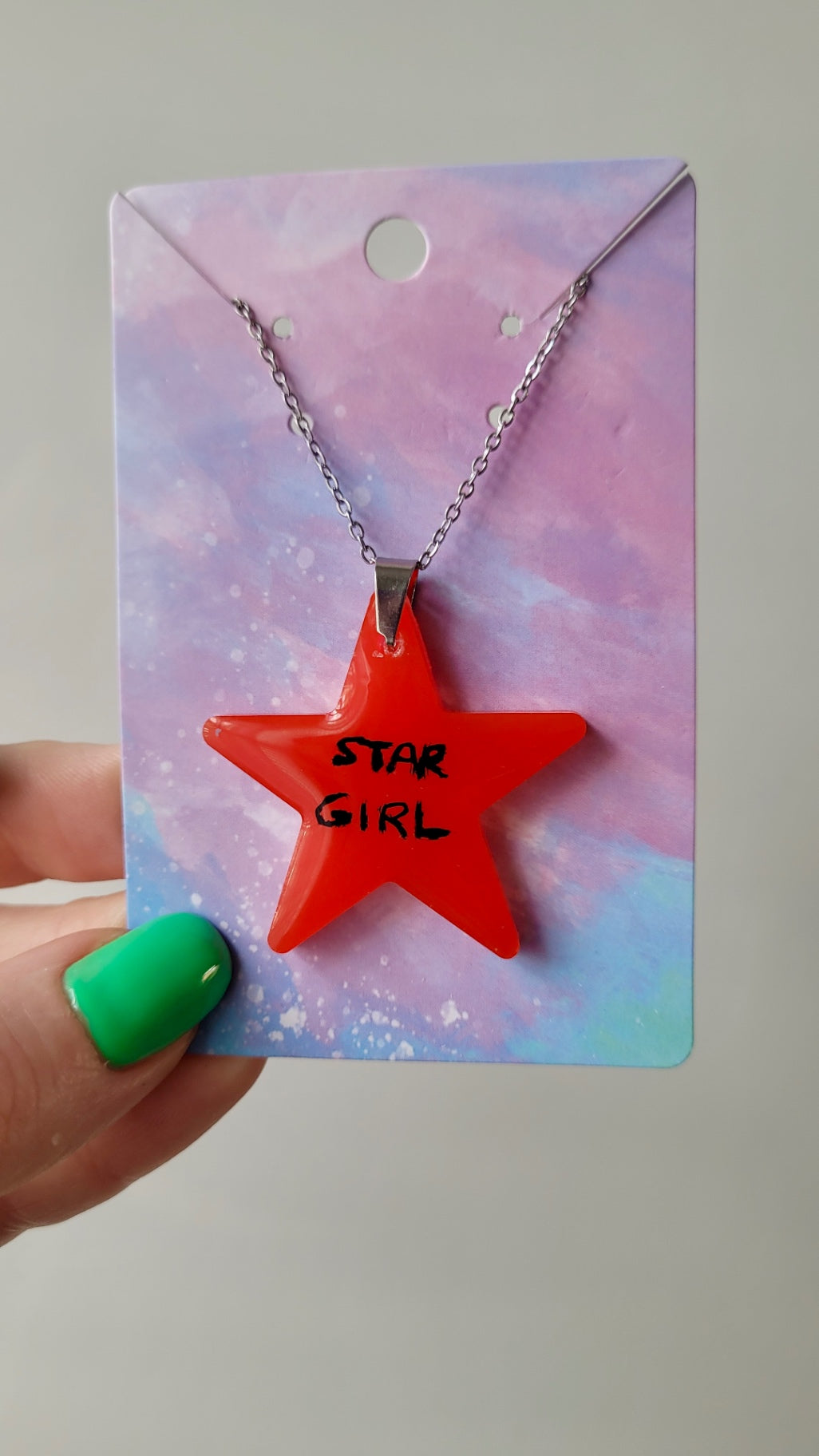 Star Girl Red Star Necklace - Stainless Steel Chain 40 + 5 cm
