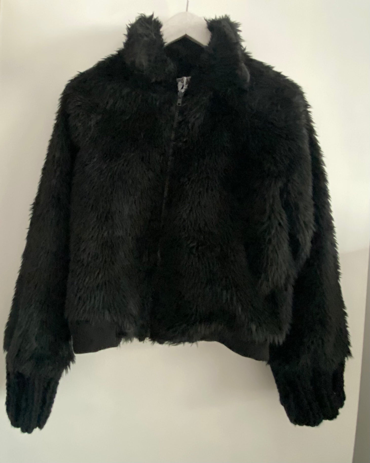 Black Faux Fur Bomber Jacket