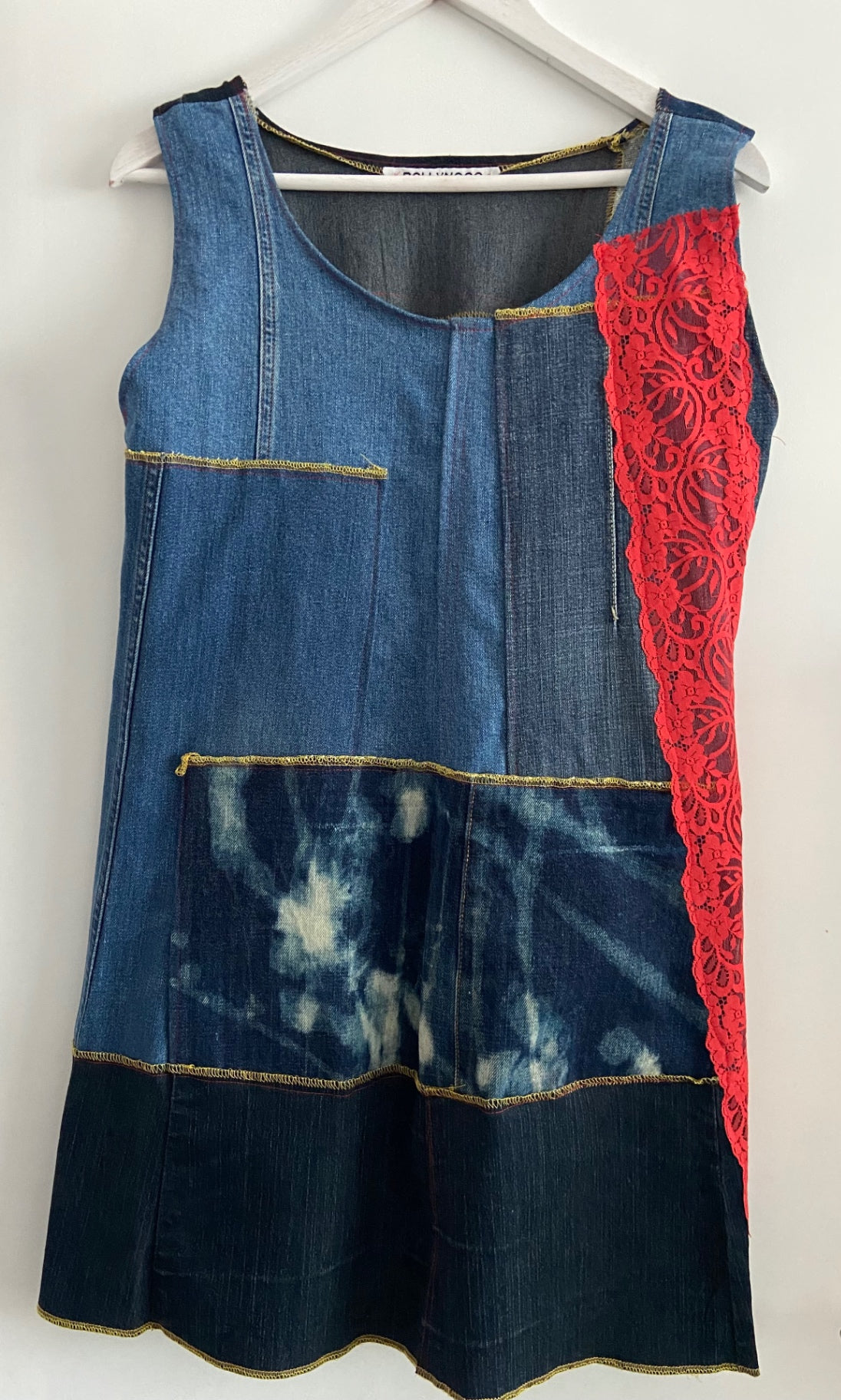 Patch Work Denim Sleevless Dress 
