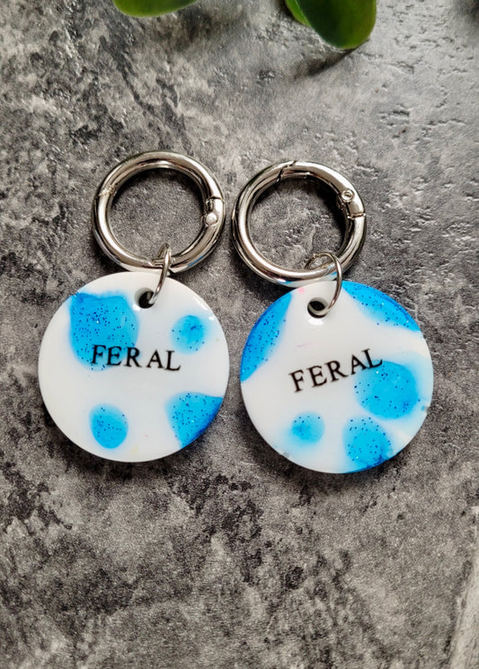 “FERAL” Blue & White Shimmer Resin Boot Charms 