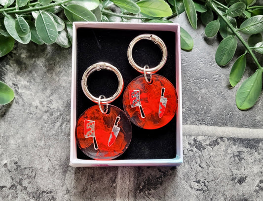 Bloody Knife Resin Boot Charms – Horror-Inspired Alt Accessories