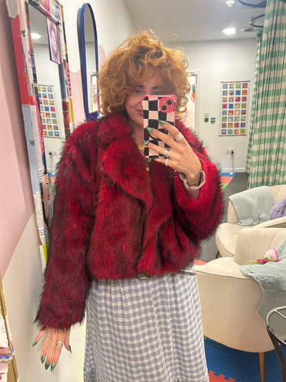 Red Faux Fur Coat