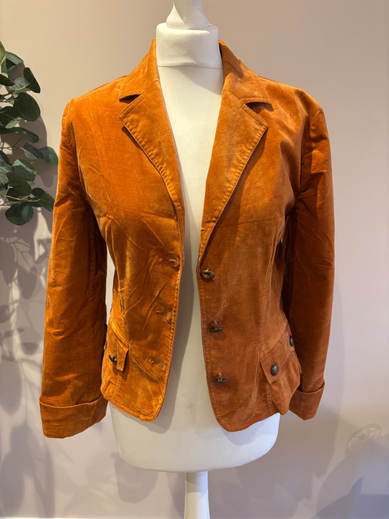 Orange velvet blazer