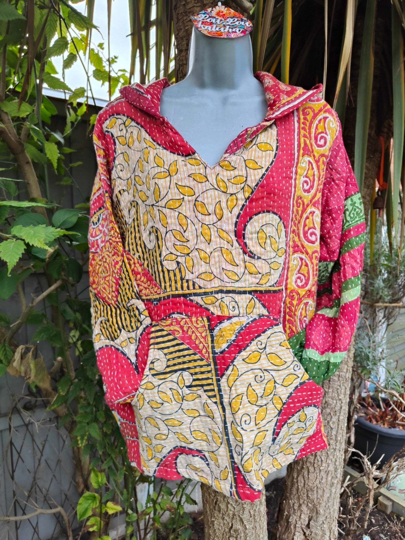 Kantha Festie Hoodie  6-14 Red pattern