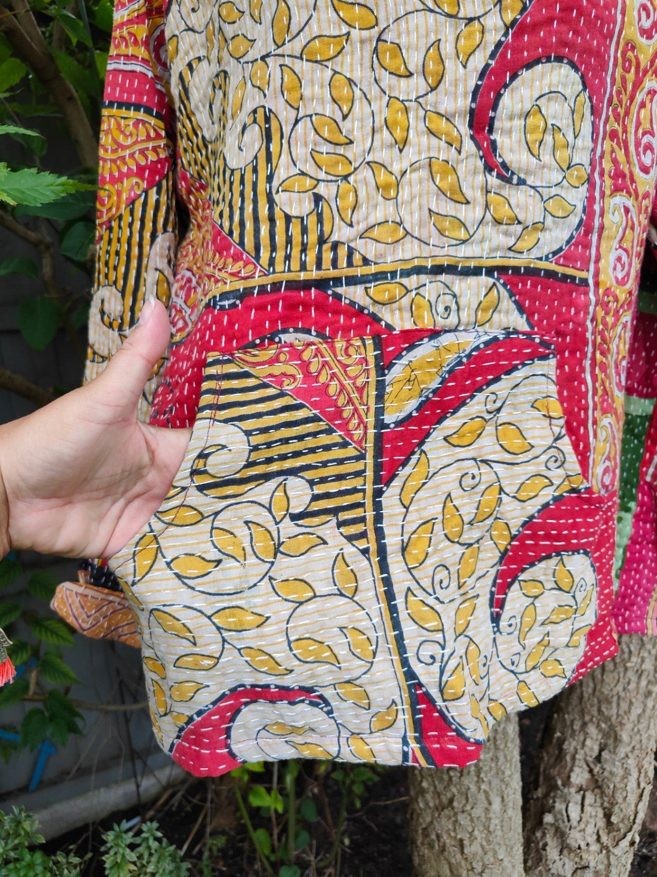 Kantha Festie Hoodie  6-14 Red pattern