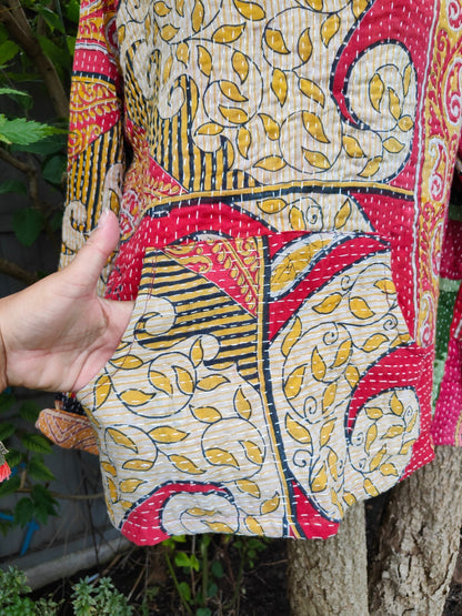 Kantha Festie Hoodie  6-14 Red pattern