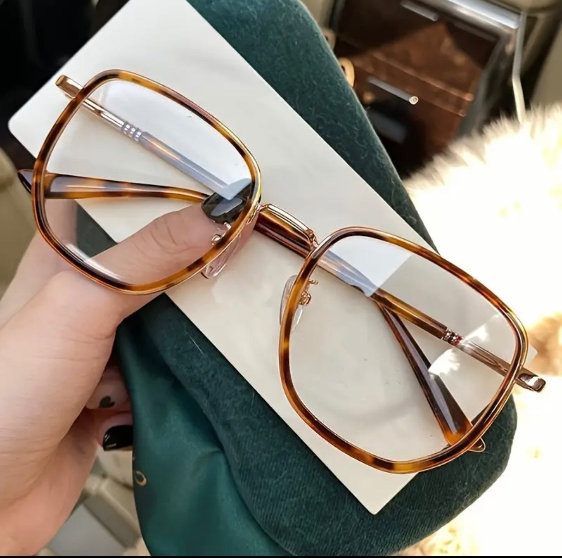 Sandy Tortoiseshell Square Anti Blue Light Glasses 