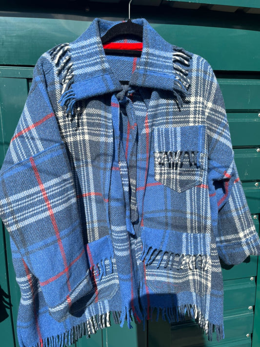 Blue Tartan Cape Jacket