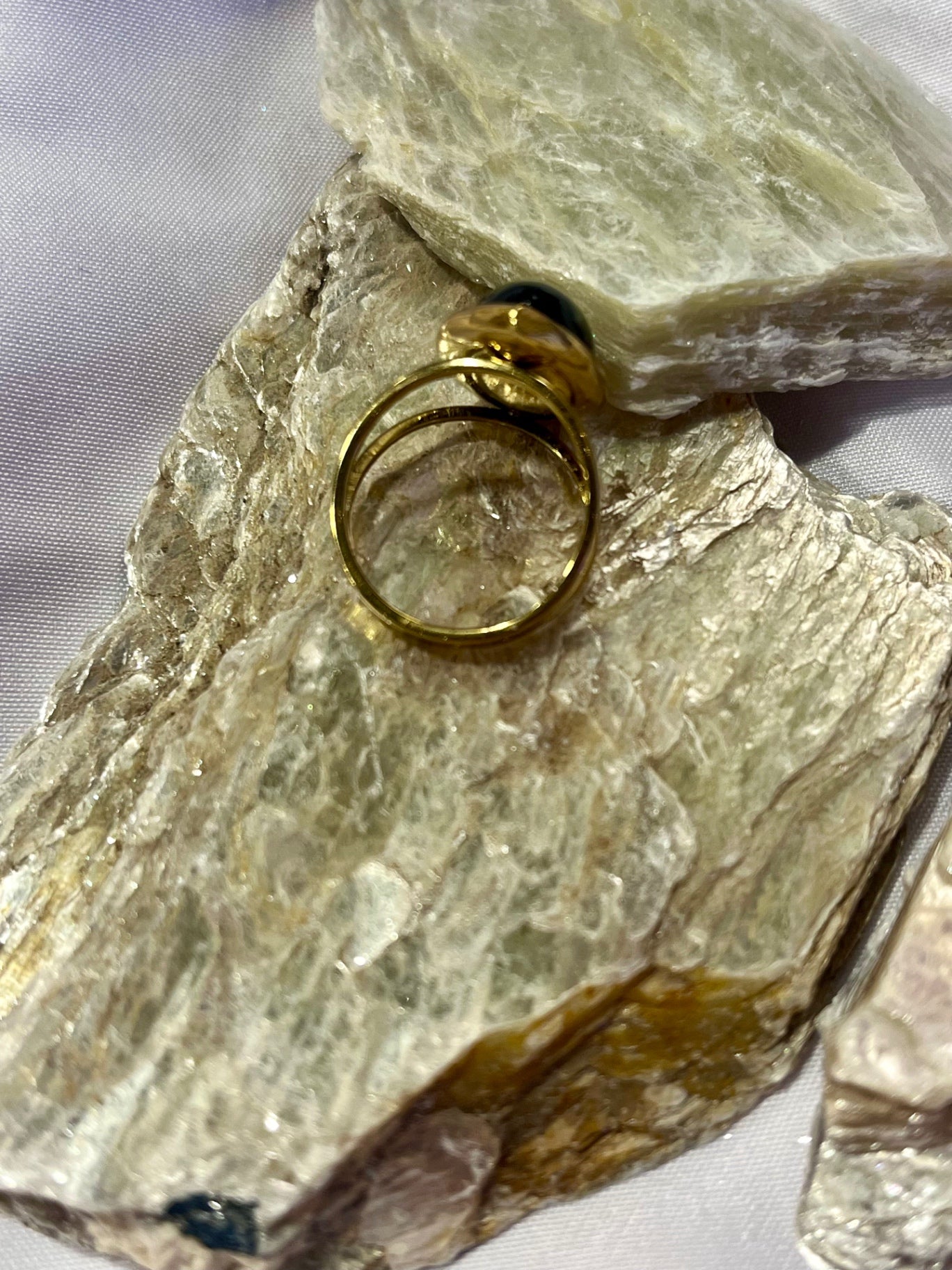 Black Obsidian Ring – Gold Stainless Steel Size 7