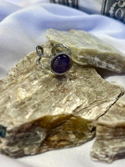 Amethyst Ring – Silver Stainless Steel