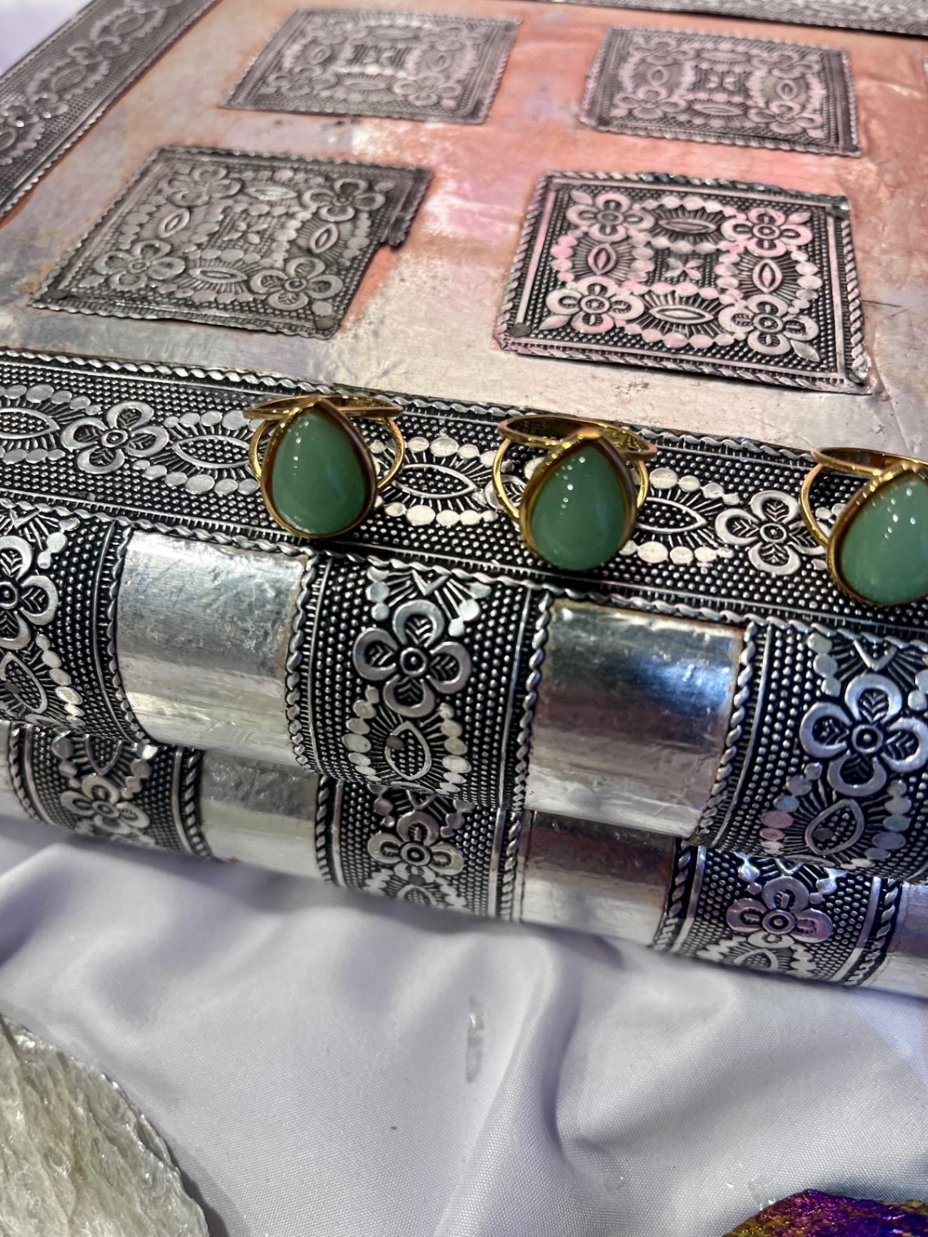 Green Aventurine Ring – Gold Stainless Size 7
