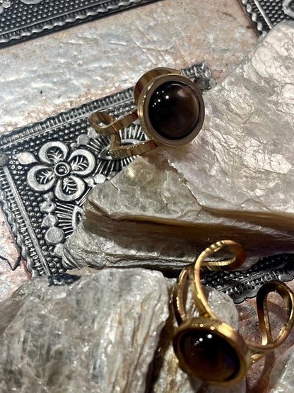 Tiger’s Eye Ring – Gold Stainless Steel 