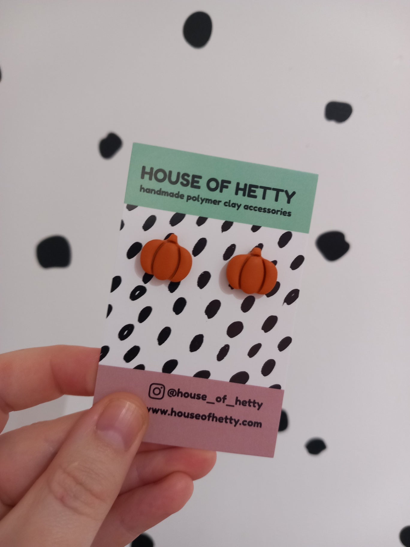 Orange pumpkin polymer clay stud earrings
