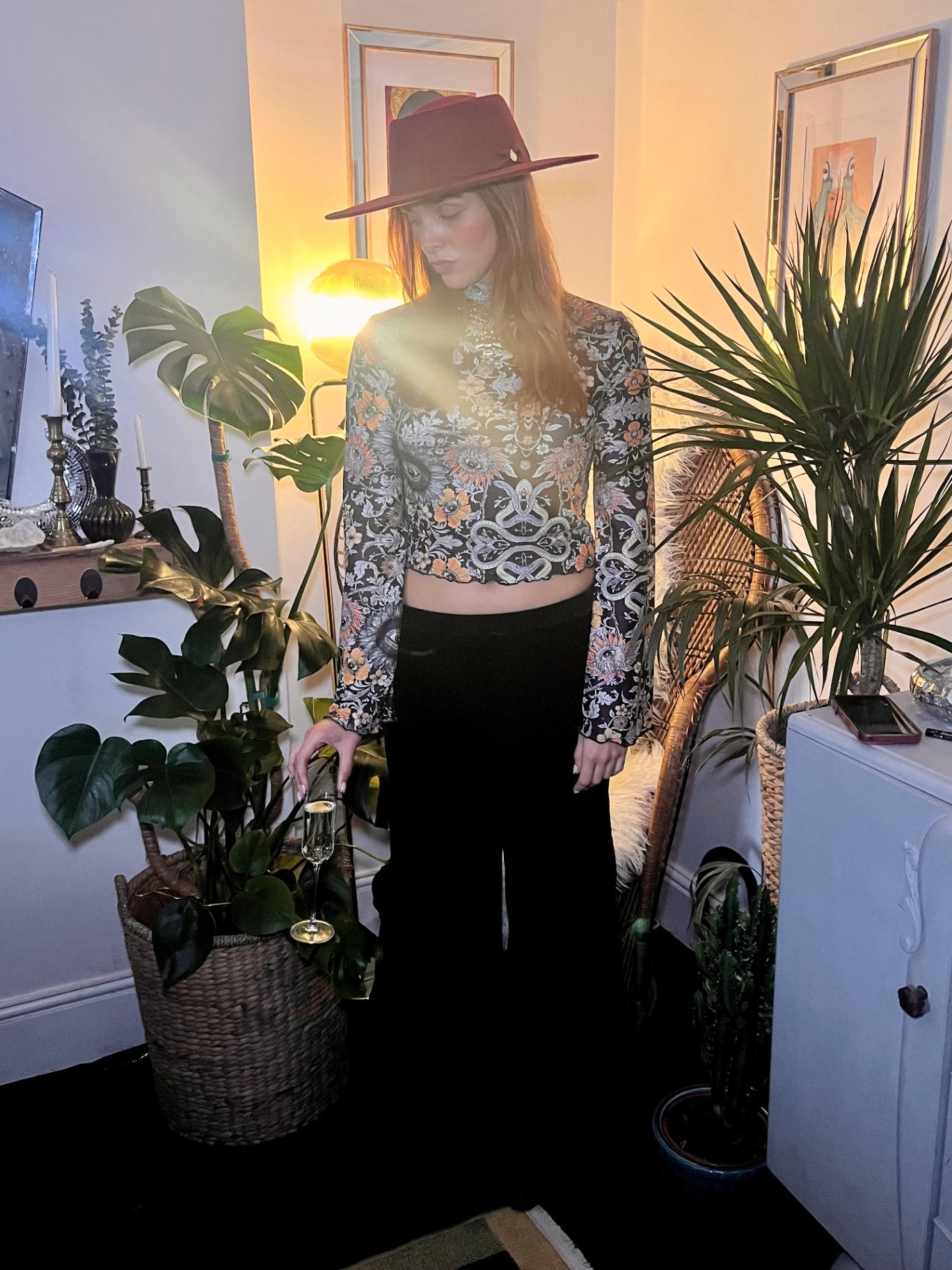 Emerald Velvet Dream Flares – High Stretch Boho Trousers Size 16