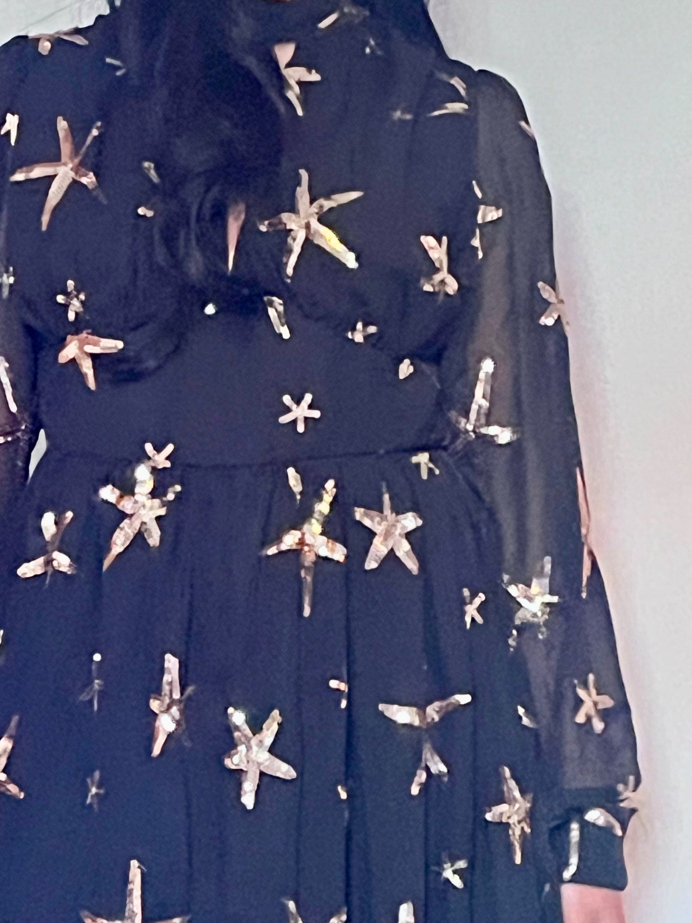 Midnight Sea Star Gown ✨ Black & Bronze Sequin MaxiSize 16 Dress