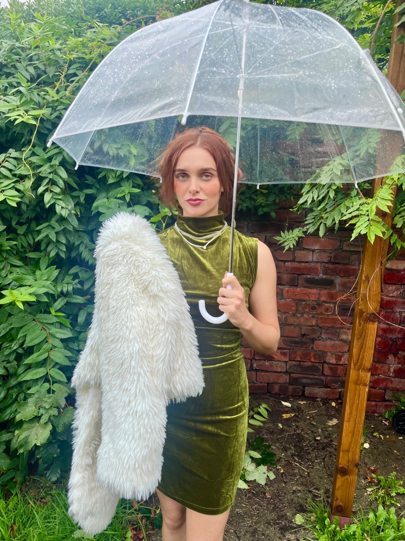 Olive Velvet Moonlight Mini Dress Size L
