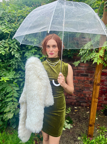 Olive Velvet Moonlight Mini Dress Size L