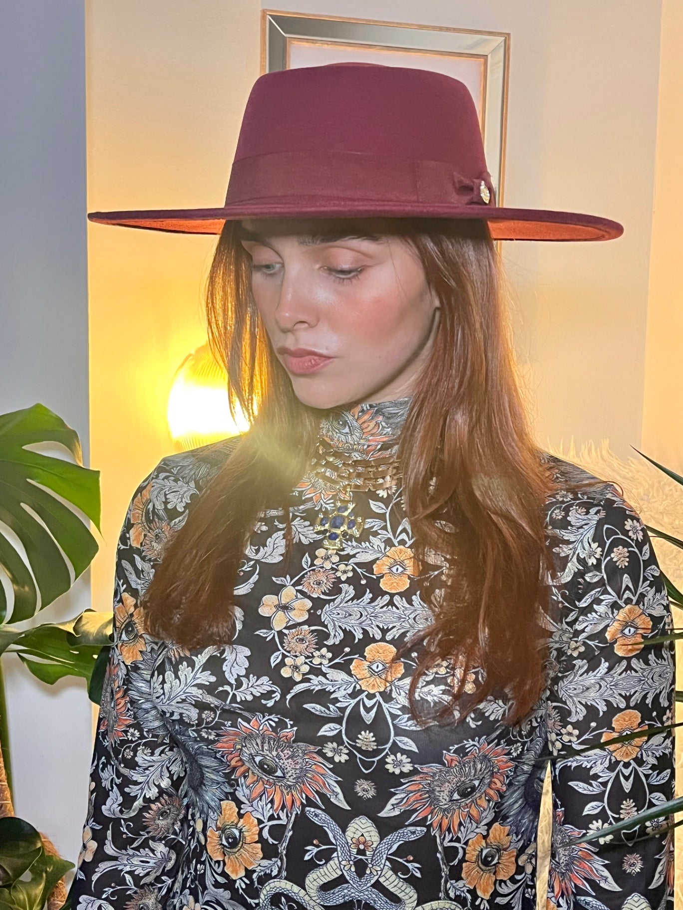 Mystic Serpent Mesh Top – Vintage Floral Print High Neck One Size