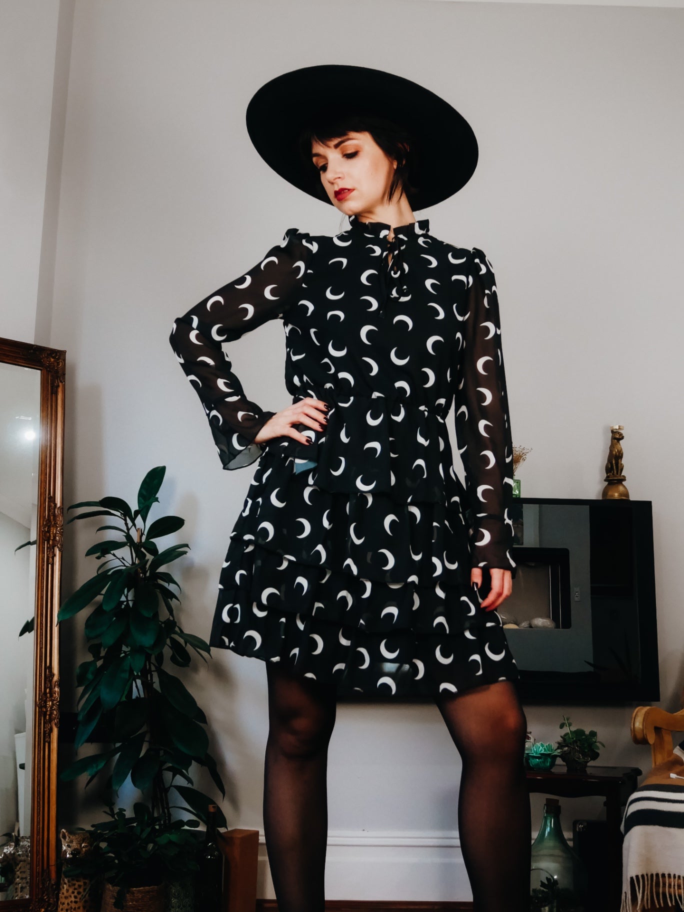 Luna Phase Sheer Moon Print Dress Size 10