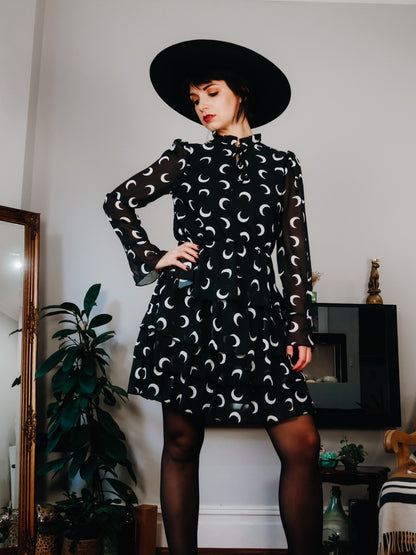 Luna Phase Sheer Moon Print Dress Size 10