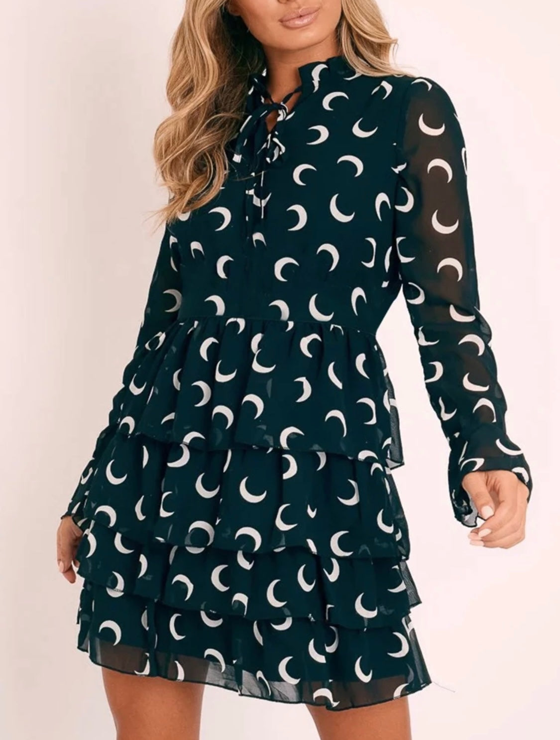 Luna Phase Sheer Moon Print Dress Size 10