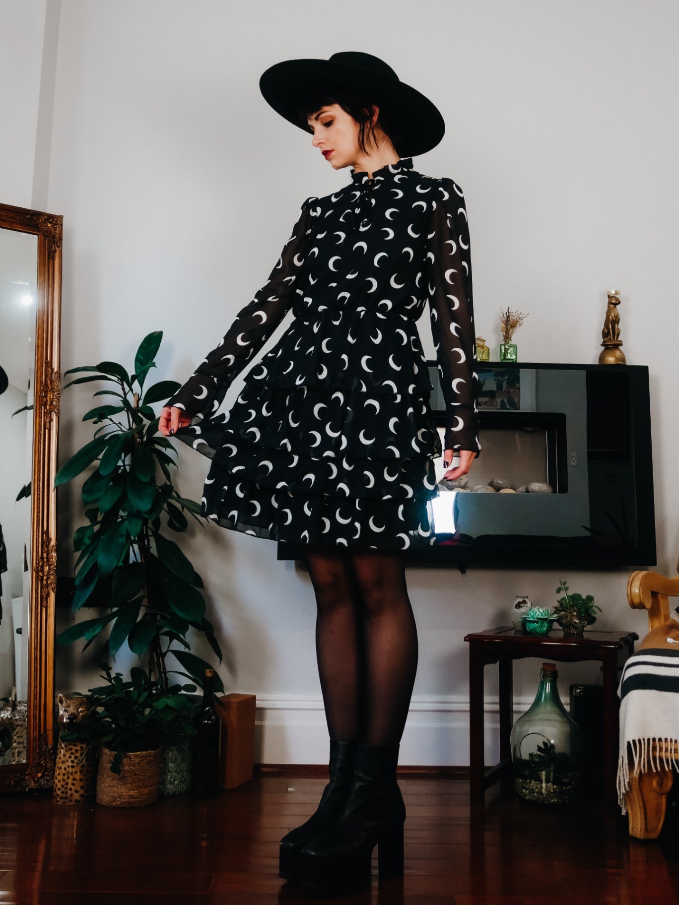 Luna Phase Sheer Moon Print Dress Size 10