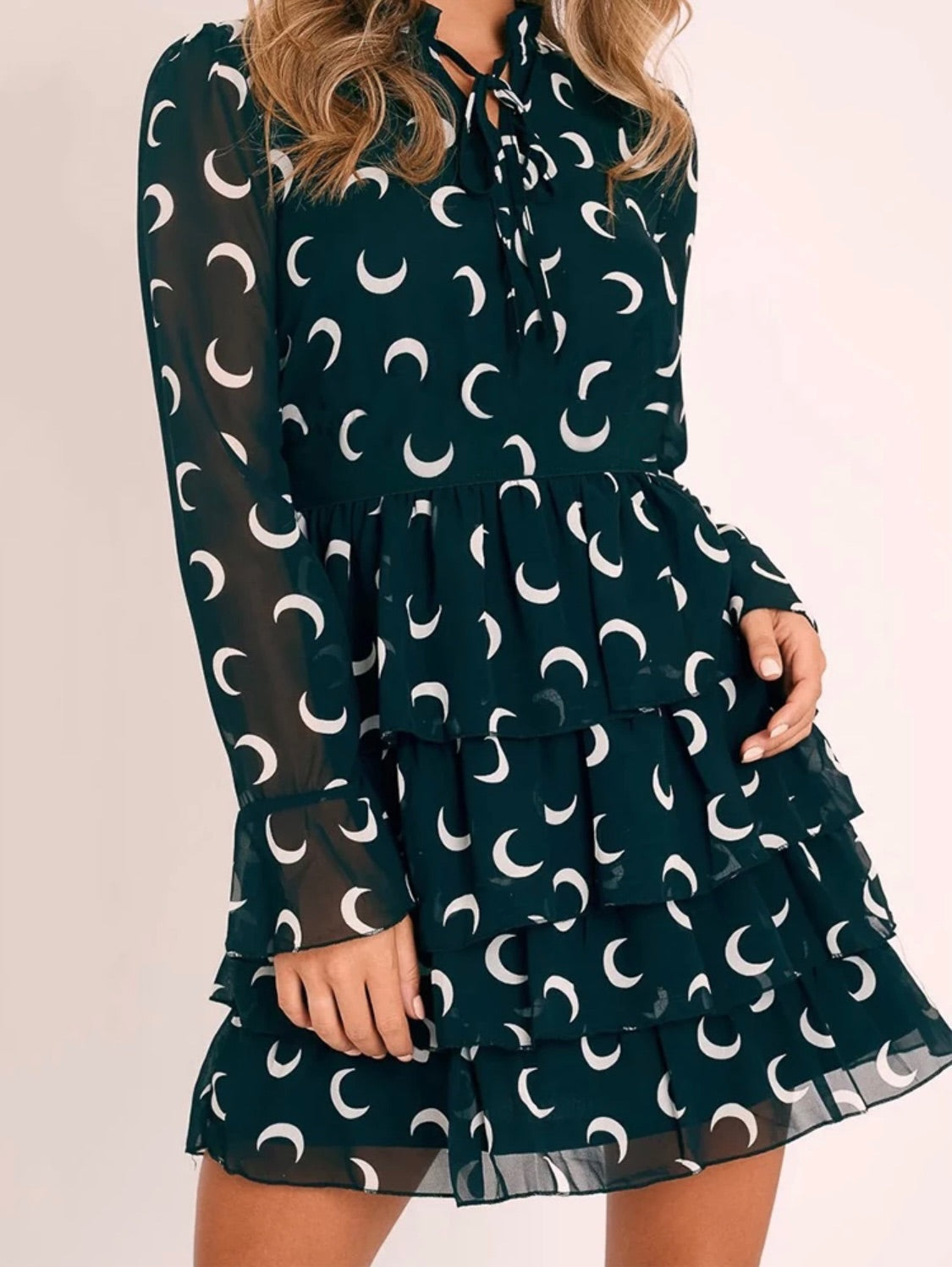 Luna Phase Sheer Moon Print Dress Size 10