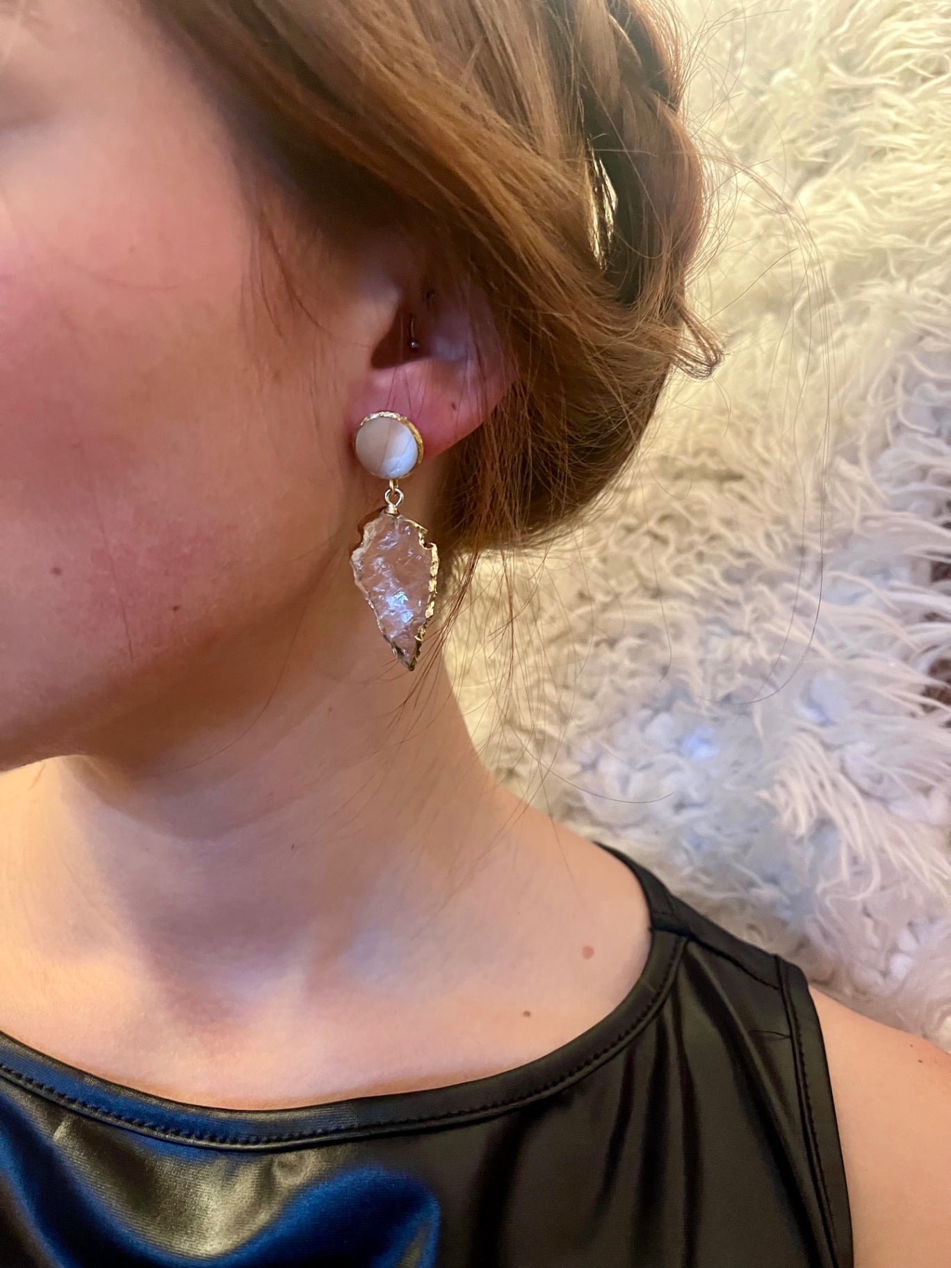 Clear Quartz Arrowhead Earrings – Gold Crystal Power Drops