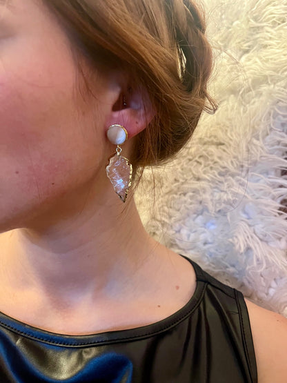 Clear Quartz Arrowhead Earrings – Gold Crystal Power Drops