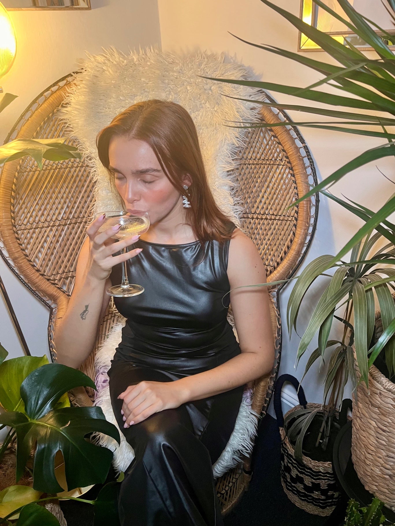 Luna Noir Leather Look Midi Dress