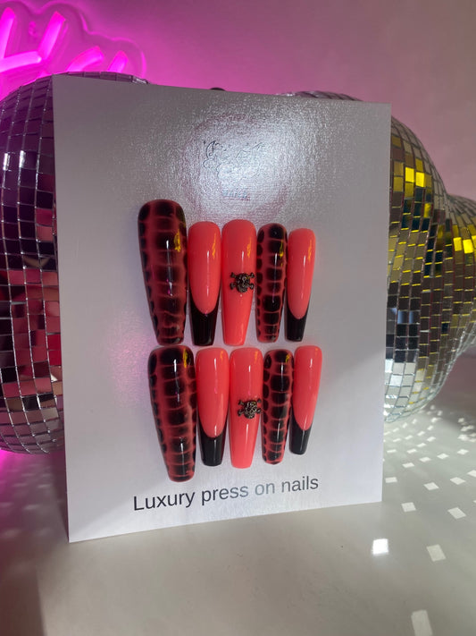 Long Neon Pink Skull & Crossbones 