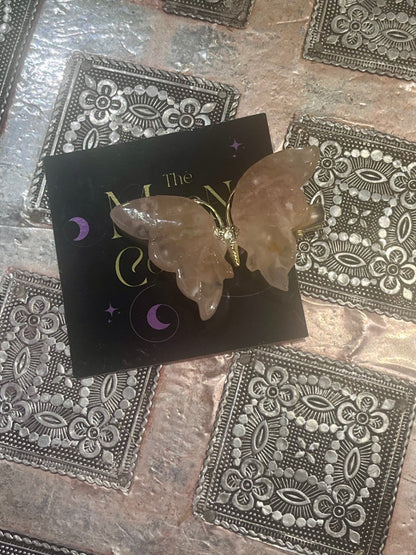 Flower Agate Butterfly Hair Clip 