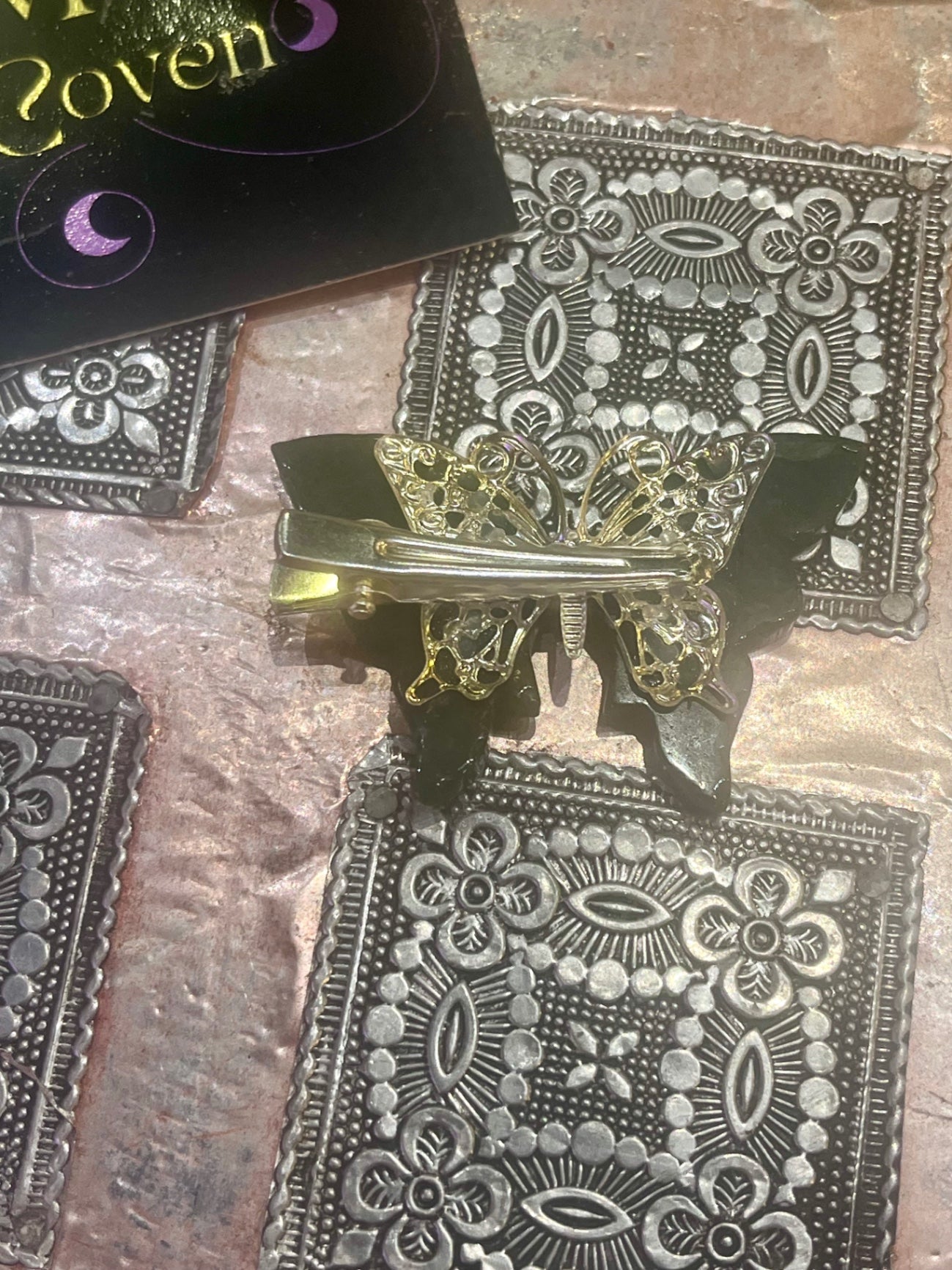 Green Fluorite Butterfly Hair Clip 