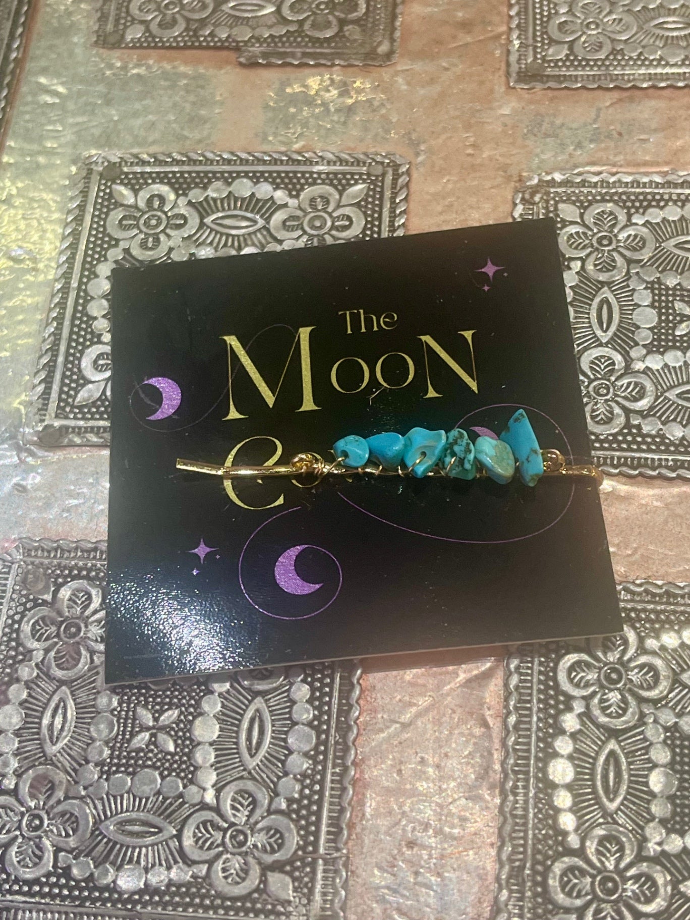 Turquoise Crystal Chip Hair Grip 